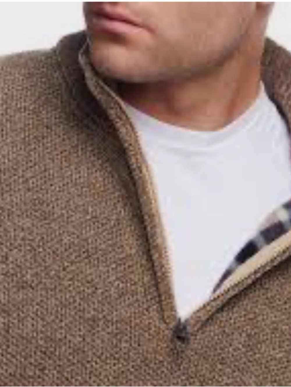 Weatherproof Vintage Men's Quarter-Zip Knit Sweater Brown flannel lined. Med.
